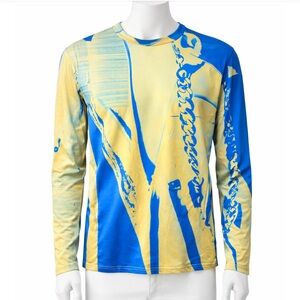 NWT Incerun Men’s Vibrant Blue and Yellow Long Sleeve Shirt